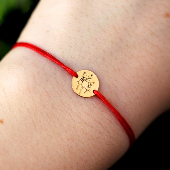 Felicia - Bratara personalizata snur banut mama si doi copii din  Aur 14 karate - 12 mm
