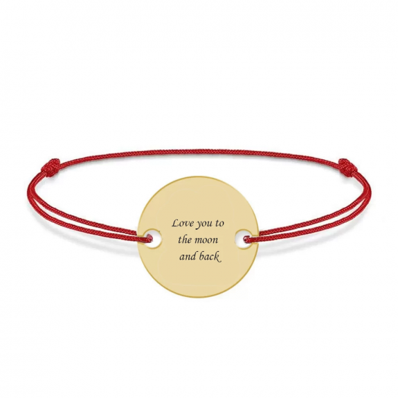 Me - Bratara personalizata snur cu fotografie si banut din Aur 14 karate - 14mm Me - Bratara personalizata snur cu fotografie si banut din Aur 14 karate - 14mm