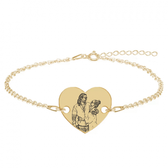 Me - Bratara personalizata cu fotografie si inimioara din Aur 14 karate - 14x12mm Me - Bratara personalizata cu fotografie si inimioara din Aur 14 karate - 14x12mm