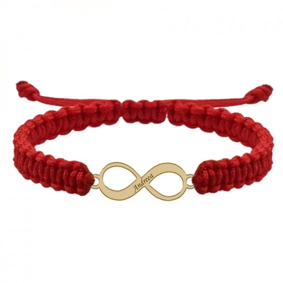 Saray - Bratara personalizata snur impletit si infinit cu nume din Aur 14 karate - 20 x 8 mm