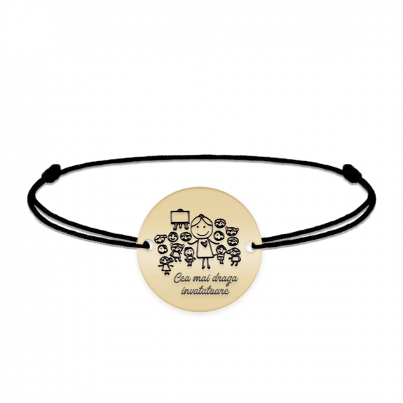 Teacher - Bratara personalizata snur educatoare/invatatoare/profesoara din Aur 14 karate - 12 mm