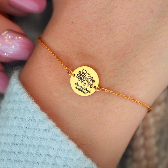 Teacher - Bratara personalizata educatoare/invatatoare/profesoara din Aur 14 karate - 12mm Teacher - Bratara personalizata educatoare/invatatoare/profesoara din Aur 14 karate - 12mm