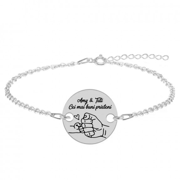 Alan - Bratara personalizata cu banut pentru tata din argint 925 Alan - Bratara personalizata cu banut pentru tata din argint 925