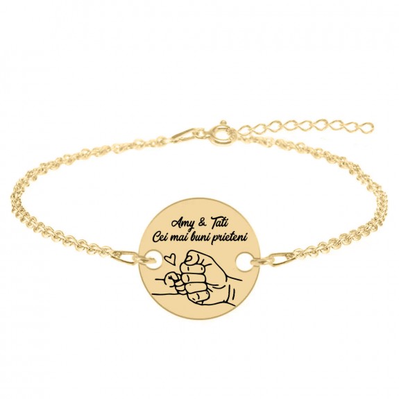 Alan - Bratara personalizata cu banut pentru tata din argint 925 placat cu aur galben 24K