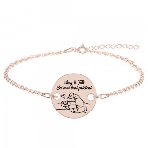 Alan - Bratara personalizata cu banut pentru tata din argint 925 placat cu aur roz Alan - Bratara personalizata cu banut pentru tata din argint 925 placat cu aur roz