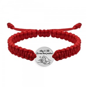 Alan - Bratara personalizata cu banut si snur impletit pentru tata din argint 925