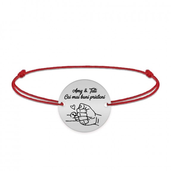 Alan - Bratara personalizata cu banut si snur pentru tata din argint 925