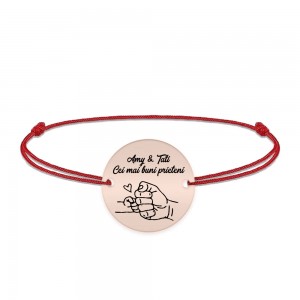 Alan - Bratara personalizata cu banut si snur pentru tata din argint 925 placat cu aur roz Alan - Bratara personalizata cu banut si snur pentru tata din argint 925 placat cu aur roz