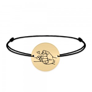 Alan - Bratara personalizata cu banut si snur pentru tata din argint 925 placat cu aur galben 24K Alan - Bratara personalizata cu banut si snur pentru tata din argint 925 placat cu aur galben 24K