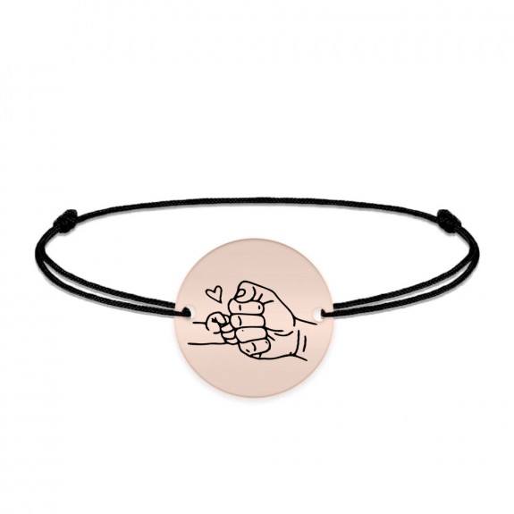Alan - Bratara personalizata cu banut si snur pentru tata din argint 925 placat cu aur roz