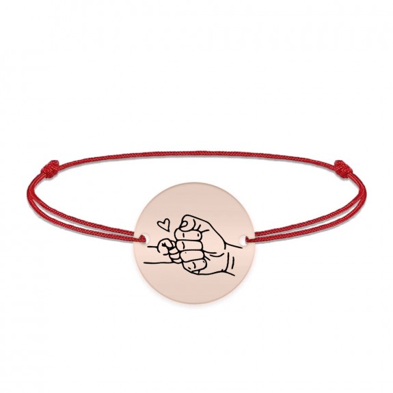 Alan - Bratara personalizata cu banut si snur pentru tata din argint 925 placat cu aur roz