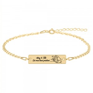 Alan - Bratara personalizata tablita pentru tata din argint 925 placat cu aur galben 24K Alan - Bratara personalizata tablita pentru tata din argint 925 placat cu aur galben 24K