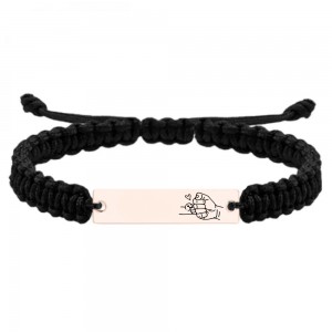 Alan - Bratara personalizata cu tablita si snur impletit pentru tata din argint 925 placat cu aur roz Alan - Bratara personalizata cu tablita si snur impletit pentru tata din argint 925 placat cu aur roz