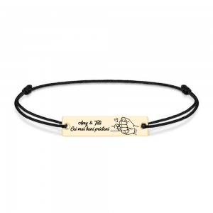 Alan - Bratara personalizata cu tablita si snur pentru tata din argint 925 placat cu aur galben 24K Alan - Bratara personalizata cu tablita si snur pentru tata din argint 925 placat cu aur galben 24K