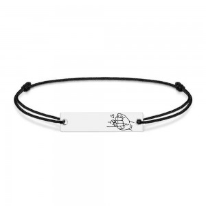 Alan - Bratara personalizata cu tablita si snur pentru tata din argint 925