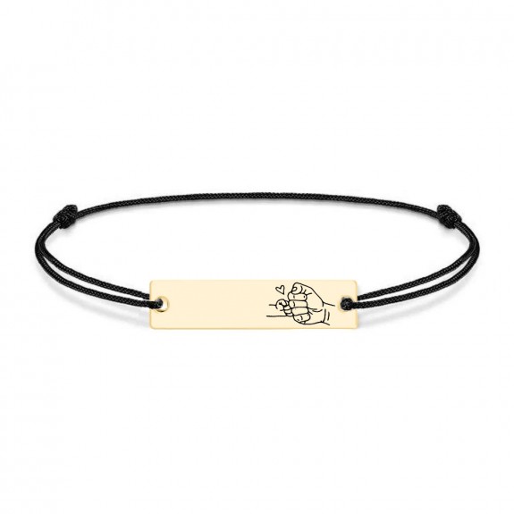 Alan - Bratara personalizata cu tablita si snur pentru tata din argint 925 placat cu aur galben 24K