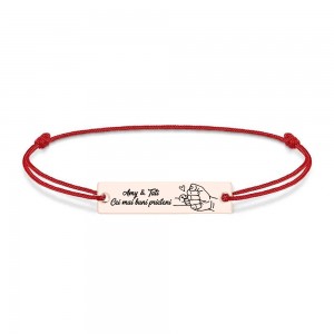 Alan - Bratara personalizata cu tablita si snur pentru tata din argint 925 placat cu aur roz Alan - Bratara personalizata cu tablita si snur pentru tata din argint 925 placat cu aur roz