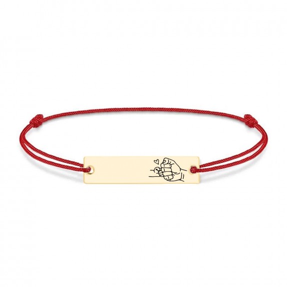 Alan - Bratara personalizata cu tablita si snur pentru tata din argint 925 placat cu aur galben 24K