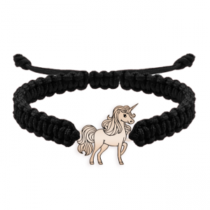 Alegria - Bratara personalizata snur impletit si unicorn din argint 925 placat cu aur roz Alegria - Bratara personalizata snur impletit si unicorn din argint 925 placat cu aur roz