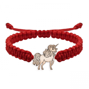 Alegria - Bratara personalizata snur impletit si unicorn din argint 925 placat cu aur roz Alegria - Bratara personalizata snur impletit si unicorn din argint 925 placat cu aur roz