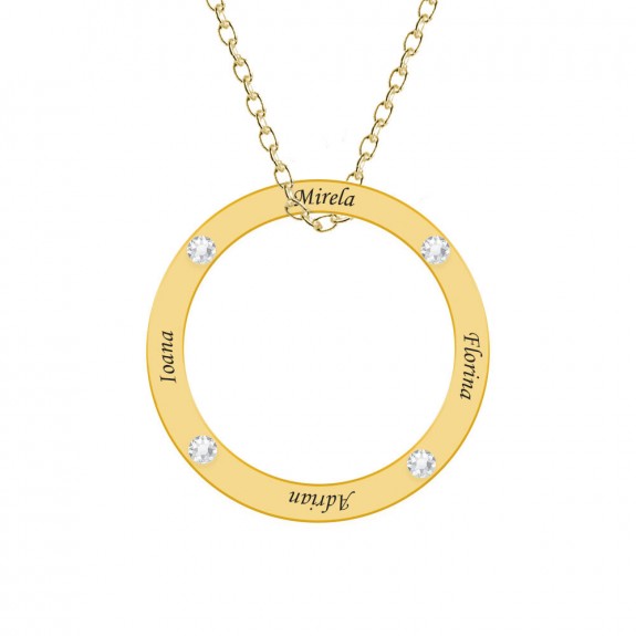 Alice - Colier personalizat nume si cristale din argint 925 placat cu aur galben 24K