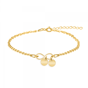 Alma - Bratara personalizata pentru picior cu infinit si 2 banuti din argint 925 placat cu aur galben 24K Alma - Bratara personalizata pentru picior cu infinit si 2 banuti din argint 925 placat cu aur galben 24K