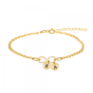 Alma - Bratara personalizata pentru picior cu infinit si 2 banuti din argint 925 placat cu aur galben 24K Alma - Bratara personalizata pentru picior cu infinit si 2 banuti din argint 925 placat cu aur galben 24K
