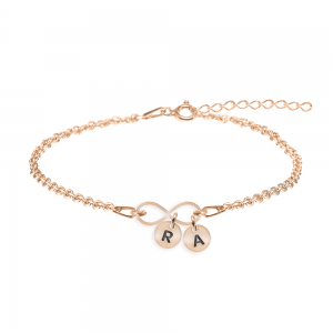 Alma - Bratara personalizata pentru picior cu infinit si 2 banuti din argint 925 placat cu aur roz Alma - Bratara personalizata pentru picior cu infinit si 2 banuti din argint 925 placat cu aur roz