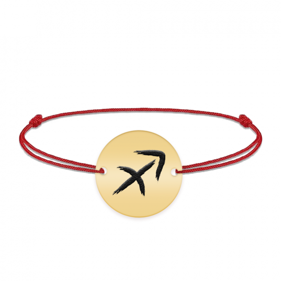 Bratara snur si banut argint 925 placat cu aur galben 24K personalizat cu semn zodiacal Sagetator Bratara snur si banut argint 925 placat cu aur galben 24K personalizat cu semn zodiacal Sagetator