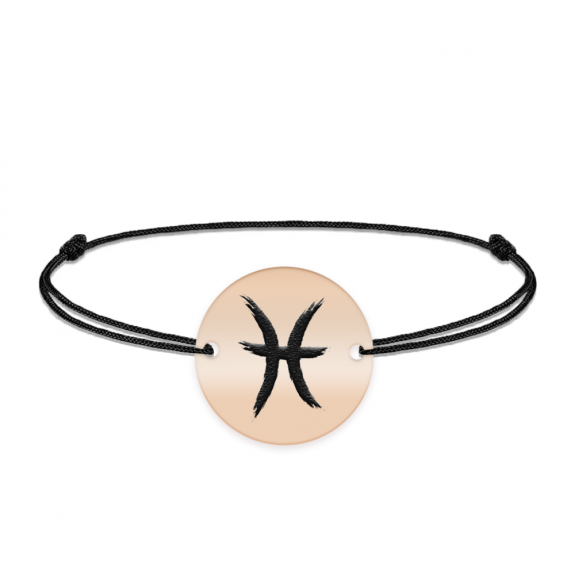 Bratara snur si banut argint 925 placat cu aur roz personalizat cu semn zodiacal Pesti Bratara snur si banut argint 925 placat cu aur roz personalizat cu semn zodiacal Pesti