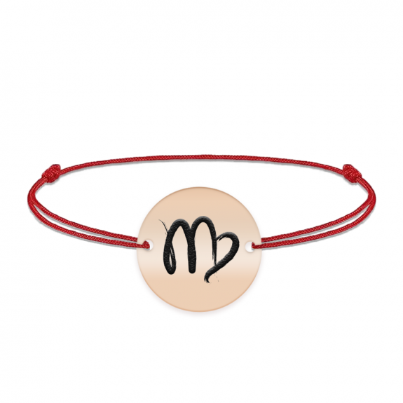 Bratara snur si banut argint 925 placat cu aur roz personalizat cu semn zodiacal Fecioara Bratara snur si banut argint 925 placat cu aur roz personalizat cu semn zodiacal Fecioara