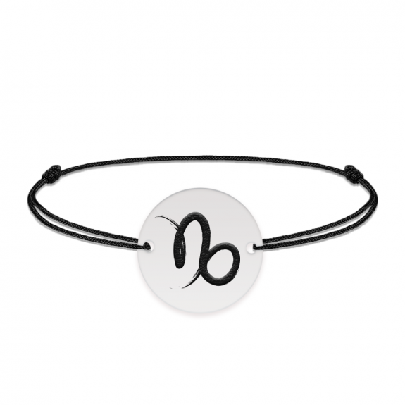 Bratara snur si banut argint 925 personalizat cu semn zodiacal Capricorn Bratara snur si banut argint 925 personalizat cu semn zodiacal Capricorn
