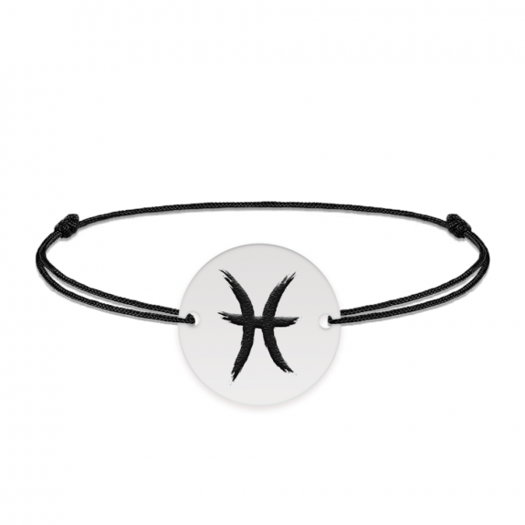 Bratara snur si banut argint 925 personalizat cu semn zodiacal Pesti Bratara snur si banut argint 925 personalizat cu semn zodiacal Pesti