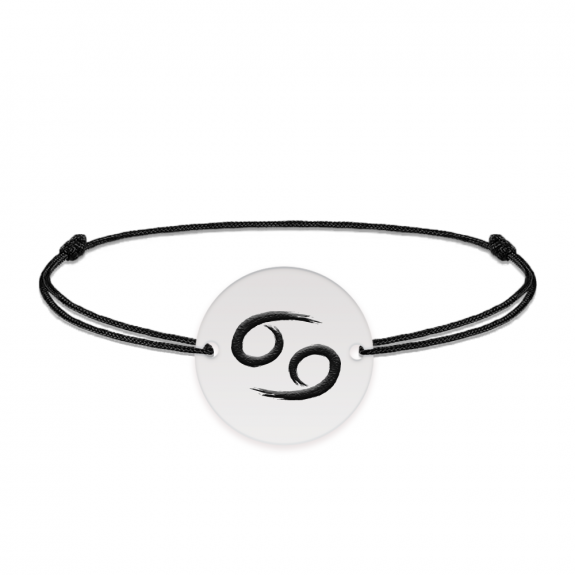 Bratara snur si banut argint 925 personalizat cu semn zodiacal Rac