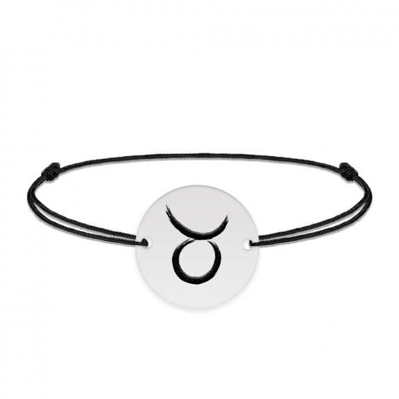 Bratara snur si banut argint 925 personalizat cu semn zodiacal Taur Bratara snur si banut argint 925 personalizat cu semn zodiacal Taur