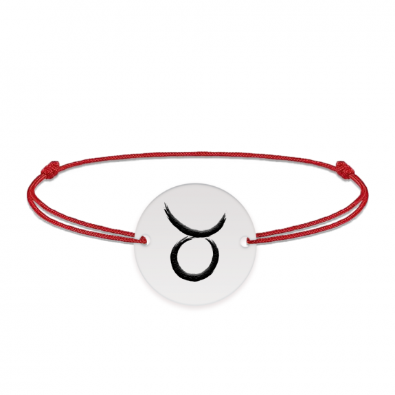 Bratara snur si banut argint 925 personalizat cu semn zodiacal Taur Bratara snur si banut argint 925 personalizat cu semn zodiacal Taur