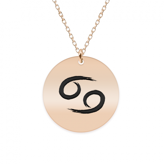 Colier argint 925 placat cu aur Roz personalizat cu semn zodiacal Rac Colier argint 925 placat cu aur Roz personalizat cu semn zodiacal Rac