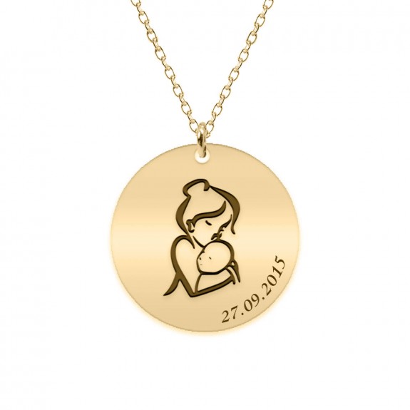 Ami - Colier personalizat mama si bebe din Aur galben 14 karate - 16mm