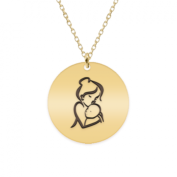 Ami - Colier personalizat mama si bebe din argint 925 placat cu aur galben 24K