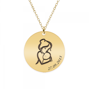 Ami - Colier personalizat mama si bebe din argint 925 placat cu aur galben 24K