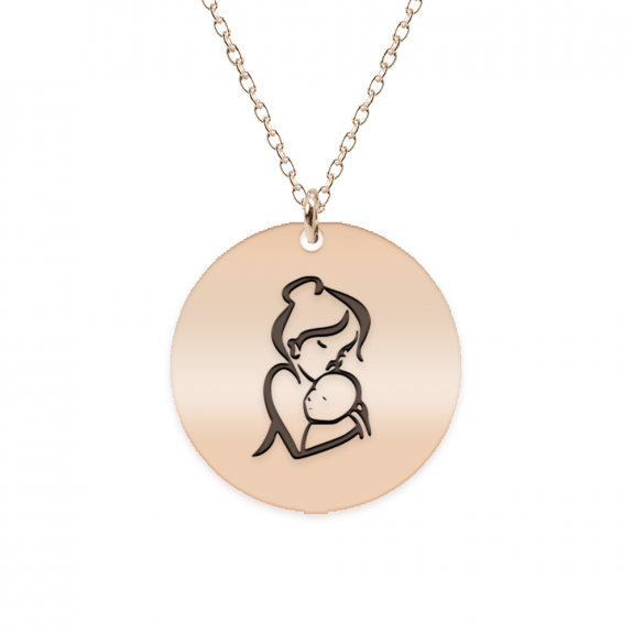 Ami - Colier personalizat mama si bebe din argint 925 placat cu aur roz