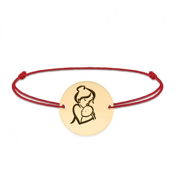 Ami - Bratara personalizata snur banut Mama si Bebe din Aur galben 14 karate