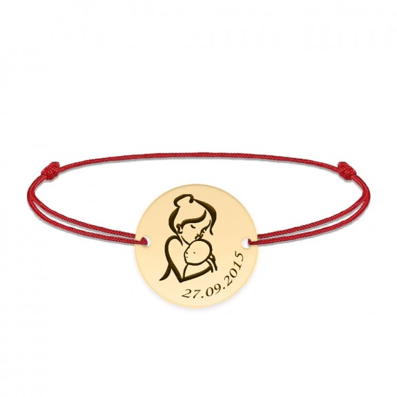 Ami - Bratara personalizata snur banut Mama si Bebe din Aur galben 14 karate