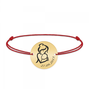 Ami - Bratara personalizata snur banut Mama si Bebe din argint 925 placat cu aur galben 24K Ami - Bratara personalizata snur banut Mama si Bebe din argint 925 placat cu aur galben 24K
