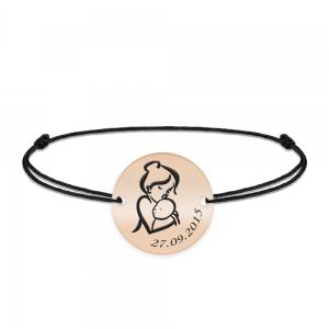 Ami - Bratara personalizata snur banut Mama si Bebe din argint 925 placat cu aur roz Ami - Bratara personalizata snur banut Mama si Bebe din argint 925 placat cu aur roz