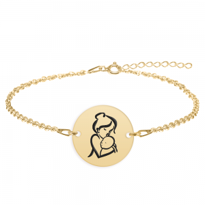 Ami - Bratara personalizata mama si bebe banut din argint 925 placat cu aur galben 24K Ami - Bratara personalizata mama si bebe banut din argint 925 placat cu aur galben 24K