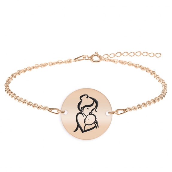 Ami - Bratara personalizata mama si bebe banut din argint 925 placat cu aur roz