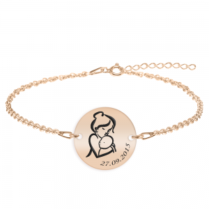 Ami - Bratara personalizata mama si bebe banut din argint 925 placat cu aur roz Ami - Bratara personalizata mama si bebe banut din argint 925 placat cu aur roz