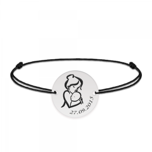 Ami - Bratara personalizata snur banut Mama si Bebe din argint 925
