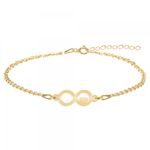 Amour - Bratara personalizata infinit si inimioara din argint 925 placat cu aur galben 24K Amour - Bratara personalizata infinit si inimioara din argint 925 placat cu aur galben 24K